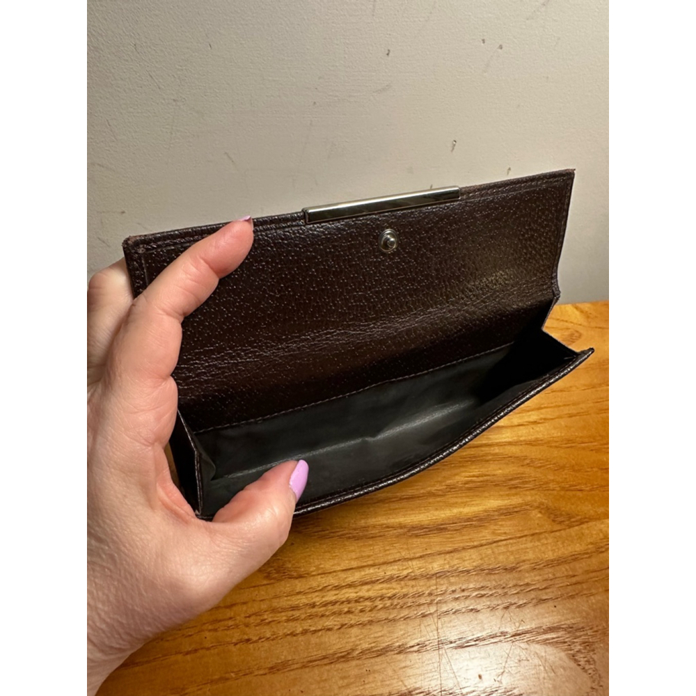 Gucci Brown Beige Canvas Long Flap Wallet - Picture 9 of 12
